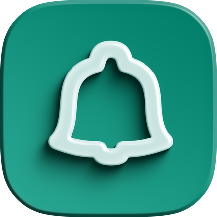 Green square 3D bell icon