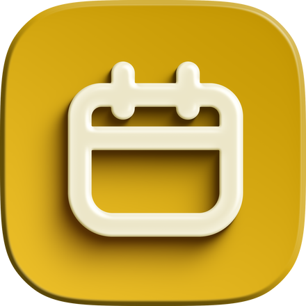 Yellow square 3D calendar icon