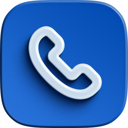 Blue square 3D phone icon